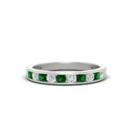 Load image into Gallery viewer, half-carat-channel-set-diamond-wedding-band-with-emerald-in-white-gold-FDWB5242ROGEMGR-0.50CT-NL-WG
