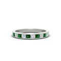 Thumbnail 56 - half-carat-channel-set-diamond-wedding-band-with-emerald-in-white-gold-FDWB5242ROGEMGR-0.50CT-NL-WG