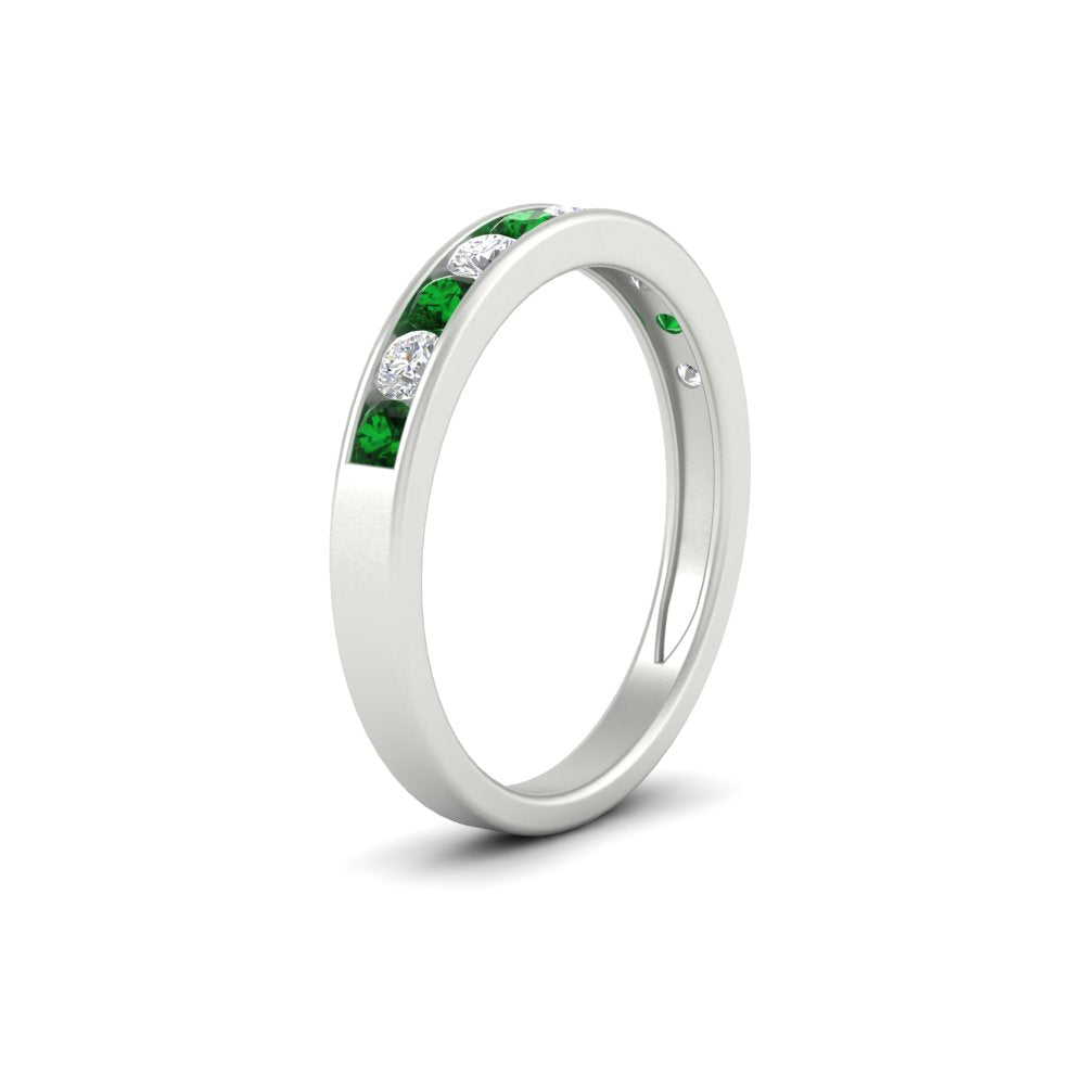 half-carat-channel-set-diamond-wedding-band-with-emerald-in-white-gold-FDWB5242ROGEMGRANGLE2-0.50CT-NL-WG