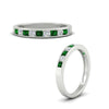 Load image into Gallery viewer, half-carat-channel-set-diamond-wedding-band-with-emerald-in-white-gold-FDWB5242ROGEMGRANGLE3-0.50CT-NL-WG