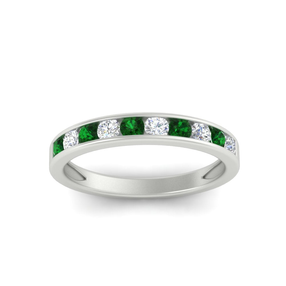 half-carat-channel-set-diamond-wedding-band-with-emerald-in-white-gold-FDWB5242ROGEMGRANGLE5-0.50CT-NL-WG