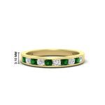 Load image into Gallery viewer, half-carat-channel-set-diamond-wedding-band-with-emerald-in-yellow-gold-FDWB5242ROGEMGR-0.50CT-NL-YG-HW
