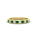 Load image into Gallery viewer, half-carat-channel-set-diamond-wedding-band-with-emerald-in-yellow-gold-FDWB5242ROGEMGR-0.50CT-NL-YG
