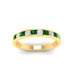 Load image into Gallery viewer, half-carat-channel-set-diamond-wedding-band-with-emerald-in-yellow-gold-FDWB5242ROGEMGRANGLE5-0.50CT-NL-YG
