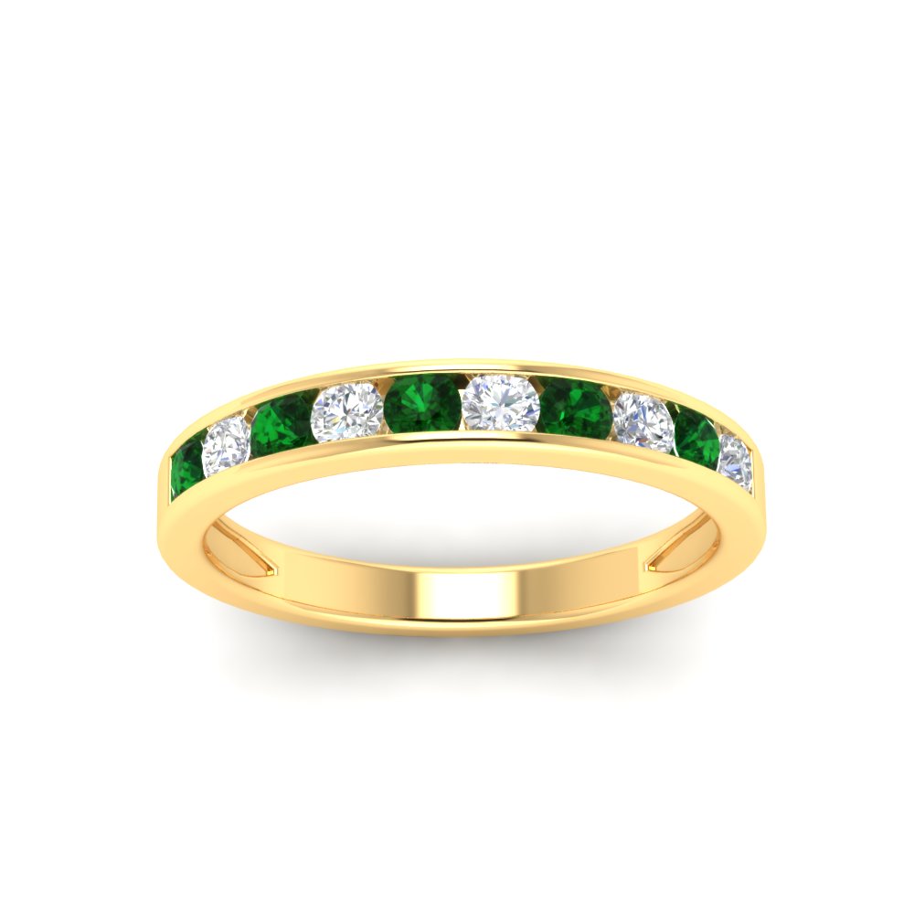 half-carat-channel-set-diamond-wedding-band-with-emerald-in-yellow-gold-FDWB5242ROGEMGRANGLE5-0.50CT-NL-YG