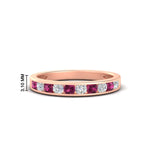 Load image into Gallery viewer, half-carat-channel-set-diamond-wedding-band-with-pink-sapphire-in-rose-gold-FDWB5242ROGSADRPI-0.50CT-NL-RG-HW
