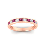 Load image into Gallery viewer, half-carat-channel-set-diamond-wedding-band-with-pink-sapphire-in-rose-gold-FDWB5242ROGSADRPIANGLE5-0.50CT-NL-RG
