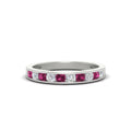 Thumbnail 50 - half-carat-channel-set-diamond-wedding-band-with-pink-sapphire-in-white-gold-FDWB5242ROGSADRPI-0.50CT-NL-WG