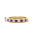 Thumbnail 88 - half-carat-channel-set-diamond-wedding-band-with-pink-sapphire-in-yellow-gold-FDWB5242ROGSADRPI-0.50CT-NL-YG-HW