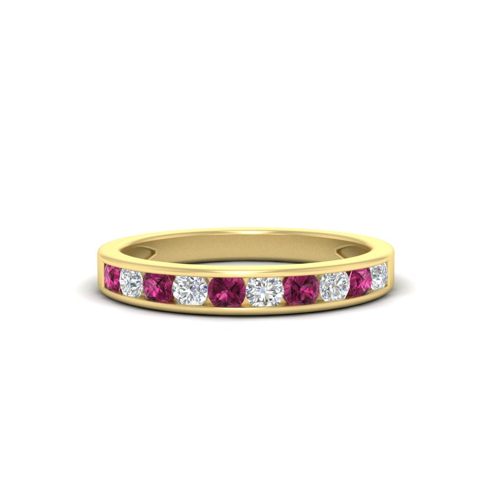 half-carat-channel-set-diamond-wedding-band-with-pink-sapphire-in-yellow-gold-FDWB5242ROGSADRPI-0.50CT-NL-YG