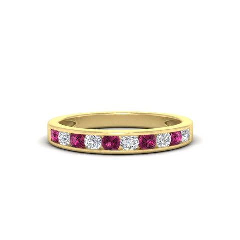 half-carat-channel-set-diamond-wedding-band-with-pink-sapphire-in-yellow-gold-FDWB5242ROGSADRPI-0.50CT-NL-YG