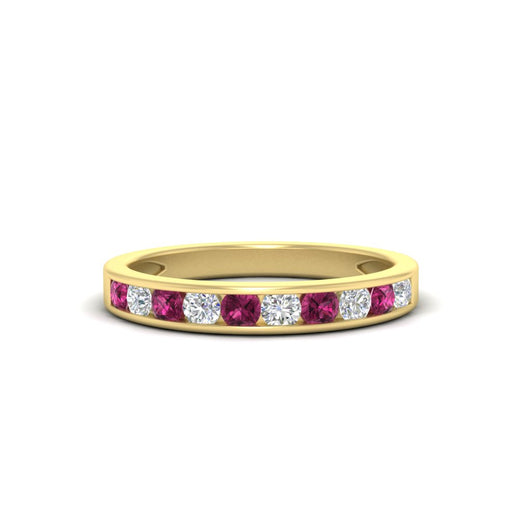 half-carat-channel-set-diamond-wedding-band-with-pink-sapphire-in-yellow-gold-FDWB5242ROGSADRPI-0.50CT-NL-YG