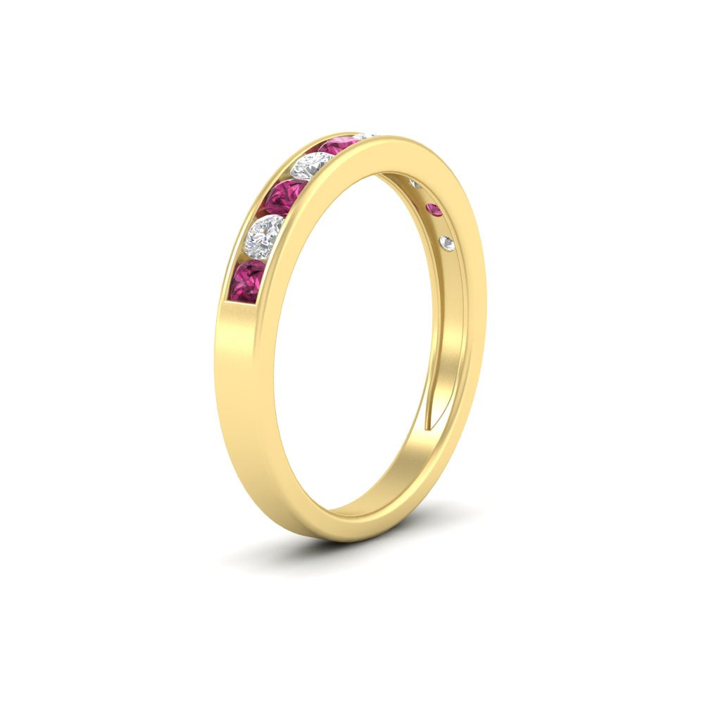 half-carat-channel-set-diamond-wedding-band-with-pink-sapphire-in-yellow-gold-FDWB5242ROGSADRPIANGLE2-0.50CT-NL-YG
