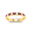 Load image into Gallery viewer, half-carat-channel-set-diamond-wedding-band-with-pink-sapphire-in-yellow-gold-FDWB5242ROGSADRPIANGLE5-0.50CT-NL-YG