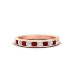 Load image into Gallery viewer, half-carat-channel-set-diamond-wedding-band-with-ruby-in-rose-gold-FDWB5242ROGRUDR-0.50CT-NL-RG
