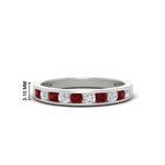 Load image into Gallery viewer, half-carat-channel-set-diamond-wedding-band-with-ruby-in-white-gold-FDWB5242ROGRUDR-0.50CT-NL-WG-HW
