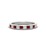 Load image into Gallery viewer, half-carat-channel-set-diamond-wedding-band-with-ruby-in-white-gold-FDWB5242ROGRUDR-0.50CT-NL-WG
