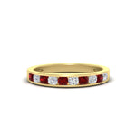 Load image into Gallery viewer, half-carat-channel-set-diamond-wedding-band-with-ruby-in-yellow-gold-FDWB5242ROGRUDR-0.50CT-NL-YG
