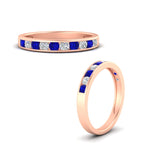 Load image into Gallery viewer, half-carat-channel-set-diamond-wedding-band-with-sapphire-in-rose-gold-FDWB5242ROGSABLANGLE3-0.50CT-NL-RG
