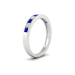 Load image into Gallery viewer, half-carat-channel-set-diamond-wedding-band-with-sapphire-in-white-gold-FDWB5242ROGSABLANGLE2-0.50CT-NL-WG
