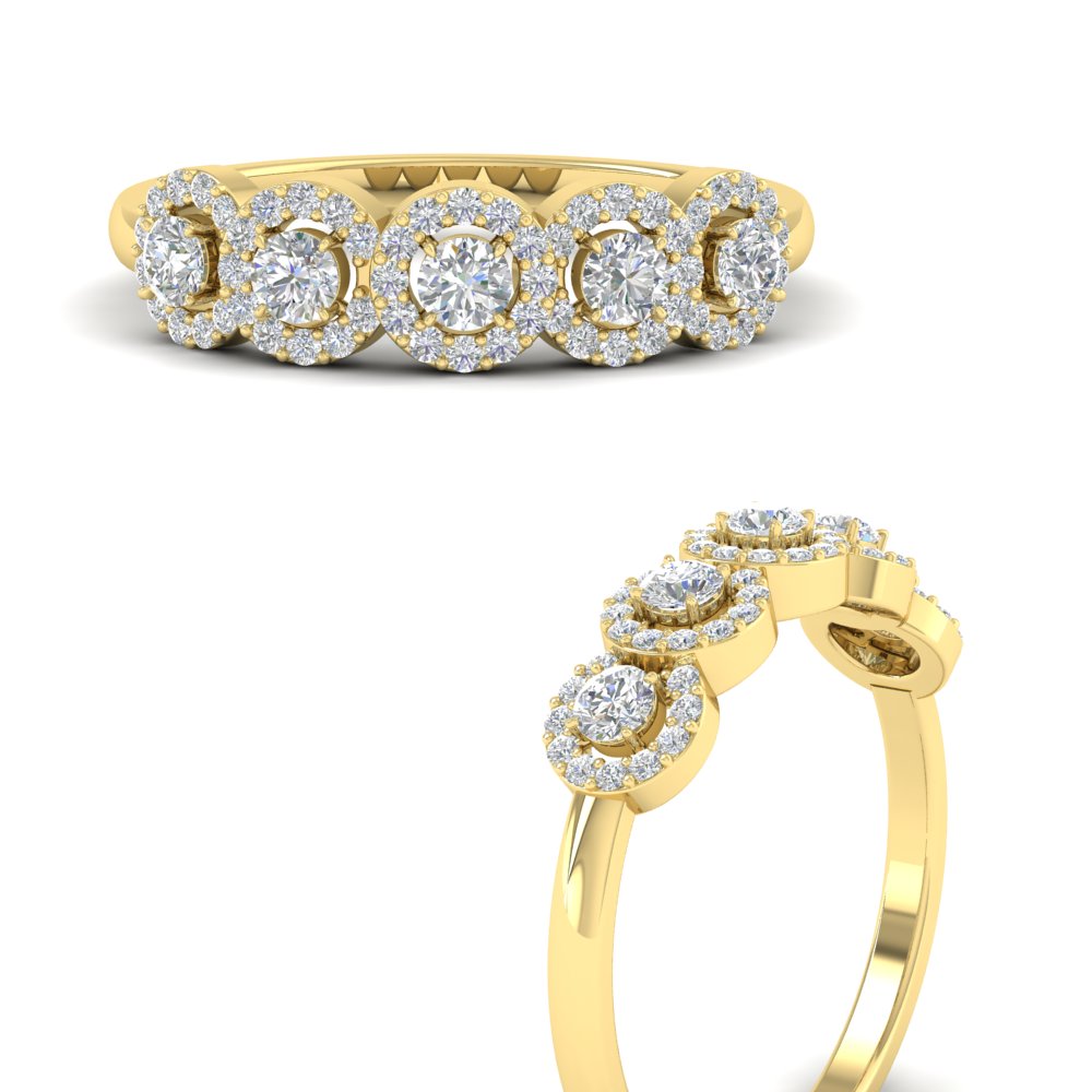 half-carat-classic-5-stone-round-halo-diamond-wedding-band-in-yellow-gold-FD11137B-NL-YG