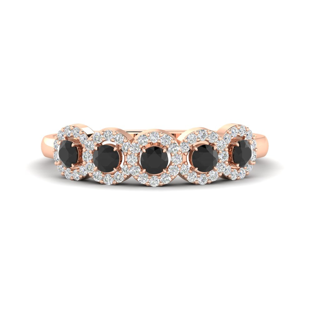 half-carat-classic-5-stone-round-halo-diamond-wedding-band-with-black-diamond-in-rose-gold-FD11137BGBLACK-NL-RG