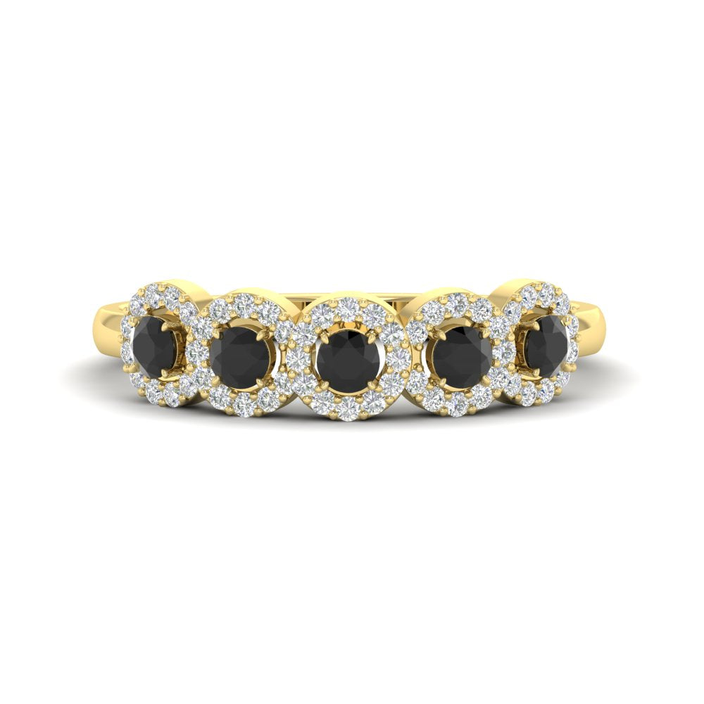 half-carat-classic-5-stone-round-halo-diamond-wedding-band-with-black-diamond-in-yellow-gold-FD11137BGBLACK-NL-YG