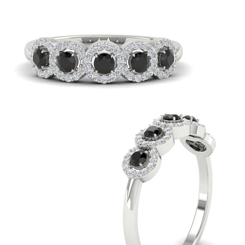 half-carat-classic-5-stone-round-halo-diamond-wedding-band-with-black-diamond-white-gold-FD11137BGBLACK-NL-WG