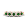 Load image into Gallery viewer, half-carat-classic-5-stone-round-halo-diamond-wedding-band-with-emerald-in-rose-gold-FD11137BGEMGR-NL-RG
