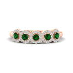 Load image into Gallery viewer, half-carat-classic-5-stone-round-halo-diamond-wedding-band-with-emerald-in-rose-gold-FD11137BGEMGR-NL-RG
