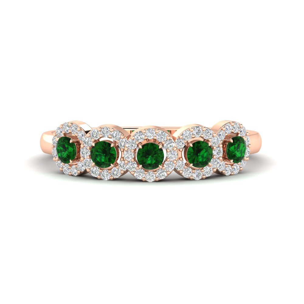 half-carat-classic-5-stone-round-halo-diamond-wedding-band-with-emerald-in-rose-gold-FD11137BGEMGR-NL-RG