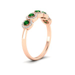 Load image into Gallery viewer, half-carat-classic-5-stone-round-halo-diamond-wedding-band-with-emerald-in-rose-gold-FD11137BGEMGR-NL-RG
