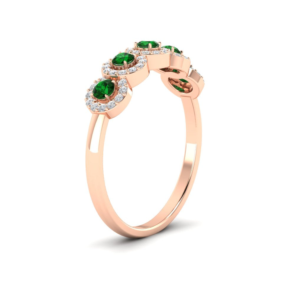 half-carat-classic-5-stone-round-halo-diamond-wedding-band-with-emerald-in-rose-gold-FD11137BGEMGR-NL-RG