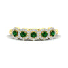 Load image into Gallery viewer, half-carat-classic-5-stone-round-halo-diamond-wedding-band-with-emerald-in-yellow-gold-FD11137BGEMGR-NL-YG