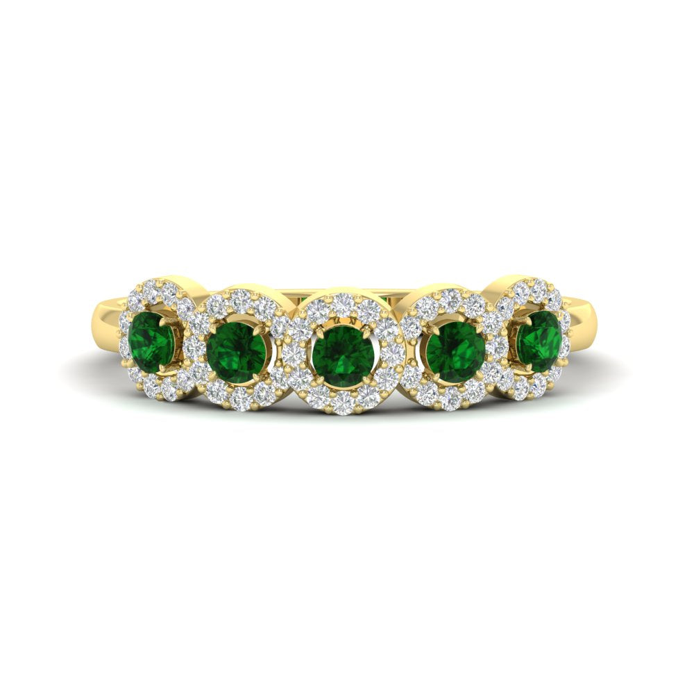 half-carat-classic-5-stone-round-halo-diamond-wedding-band-with-emerald-in-yellow-gold-FD11137BGEMGR-NL-YG