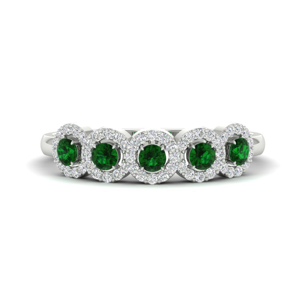 half-carat-classic-5-stone-round-halo-diamond-wedding-band-with-emerald-white-gold-FD11137BGEMGR-NL-WG