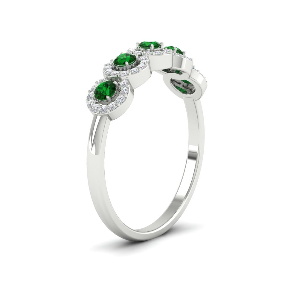 half-carat-classic-5-stone-round-halo-diamond-wedding-band-with-emerald-white-gold-FD11137BGEMGR-NL-WG