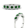 Load image into Gallery viewer, half-carat-classic-5-stone-round-halo-diamond-wedding-band-with-emerald-white-gold-FD11137BGEMGR-NL-WG