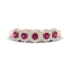 Load image into Gallery viewer, half-carat-classic-5-stone-round-halo-diamond-wedding-band-with-pink-sapphire-in-rose-gold-FD11137BGSADRPI-NL-RG