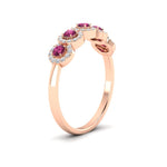 Load image into Gallery viewer, half-carat-classic-5-stone-round-halo-diamond-wedding-band-with-pink-sapphire-in-rose-gold-FD11137BGSADRPI-NL-RG
