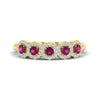 Load image into Gallery viewer, half-carat-classic-5-stone-round-halo-diamond-wedding-band-with-pink-sapphire-in-yellow-gold-FD11137BGSADRPI-NL-YG