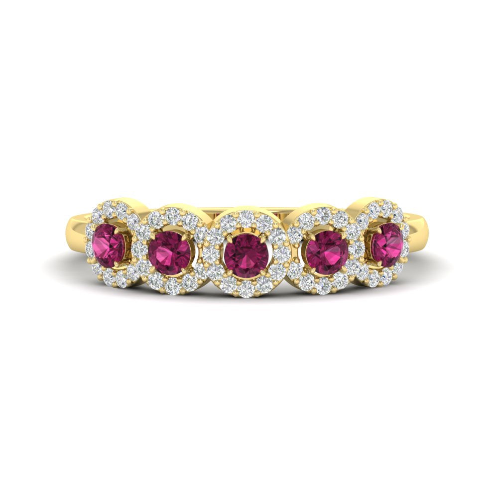 half-carat-classic-5-stone-round-halo-diamond-wedding-band-with-pink-sapphire-in-yellow-gold-FD11137BGSADRPI-NL-YG