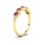 Load image into Gallery viewer, half-carat-classic-5-stone-round-halo-diamond-wedding-band-with-pink-sapphire-in-yellow-gold-FD11137BGSADRPI-NL-YG
