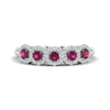 Load image into Gallery viewer, half-carat-classic-5-stone-round-halo-diamond-wedding-band-with-pink-sapphire-white-gold-FD11137BGSADRPI-NL-WG