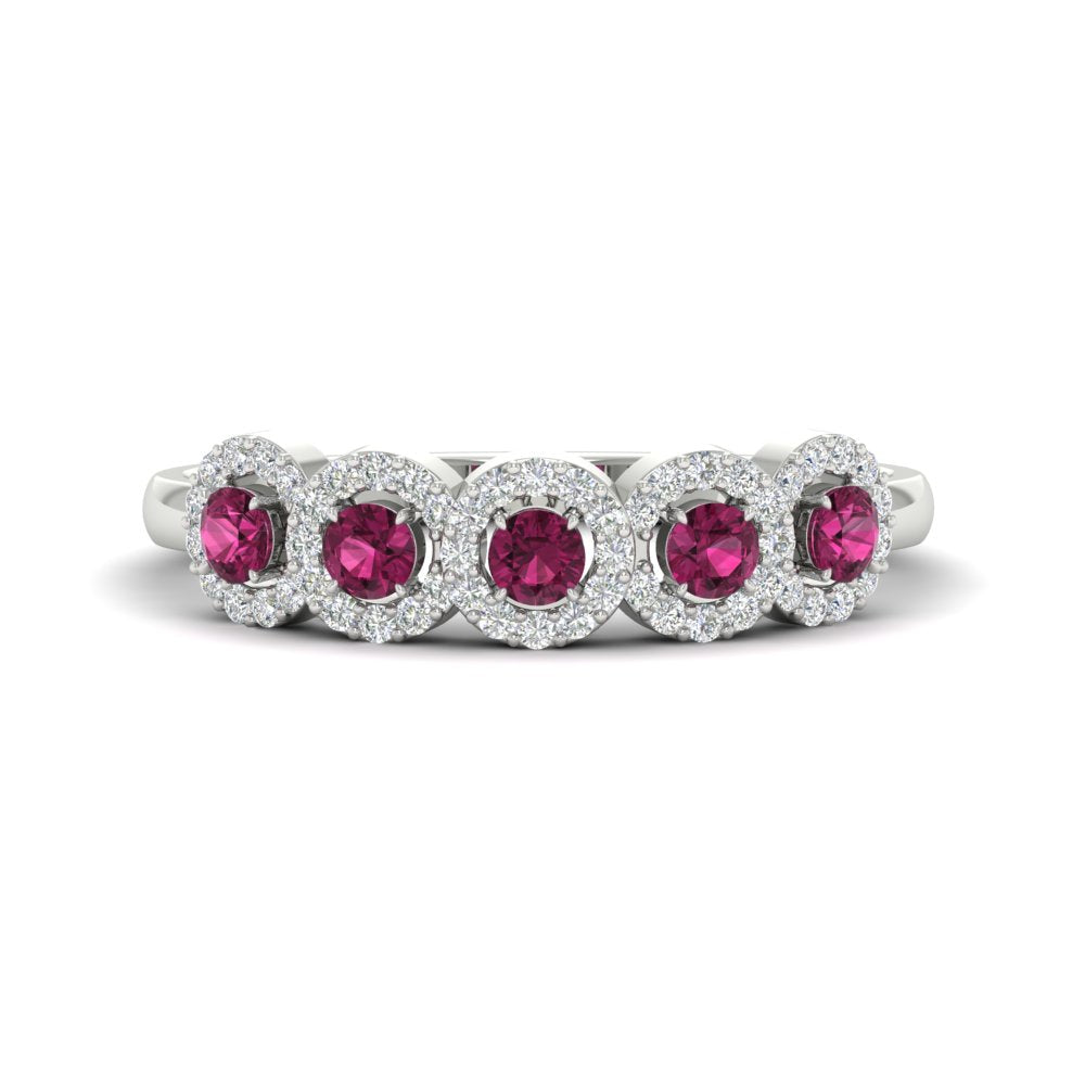 half-carat-classic-5-stone-round-halo-diamond-wedding-band-with-pink-sapphire-white-gold-FD11137BGSADRPI-NL-WG