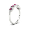 Load image into Gallery viewer, half-carat-classic-5-stone-round-halo-diamond-wedding-band-with-pink-sapphire-white-gold-FD11137BGSADRPI-NL-WG