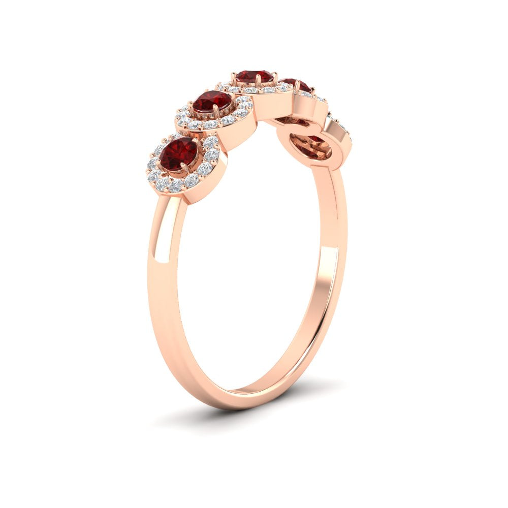 half-carat-classic-5-stone-round-halo-diamond-wedding-band-with-ruby-in-rose-gold-FD11137BGRUDR-NL-RG
