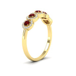 Load image into Gallery viewer, half-carat-classic-5-stone-round-halo-diamond-wedding-band-with-ruby-in-yellow-gold-FD11137BGRUDR-NL-YG

