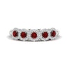 Load image into Gallery viewer, half-carat-classic-5-stone-round-halo-diamond-wedding-band-with-ruby-white-gold-FD11137BGRUDR-NL-WG