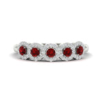 Load image into Gallery viewer, half-carat-classic-5-stone-round-halo-diamond-wedding-band-with-ruby-white-gold-FD11137BGRUDR-NL-WG
